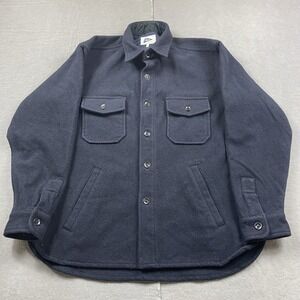 Pilgrim Surf Supply Shacket Mens Medium Blue Wool Cashmere Button Jacket Japan
